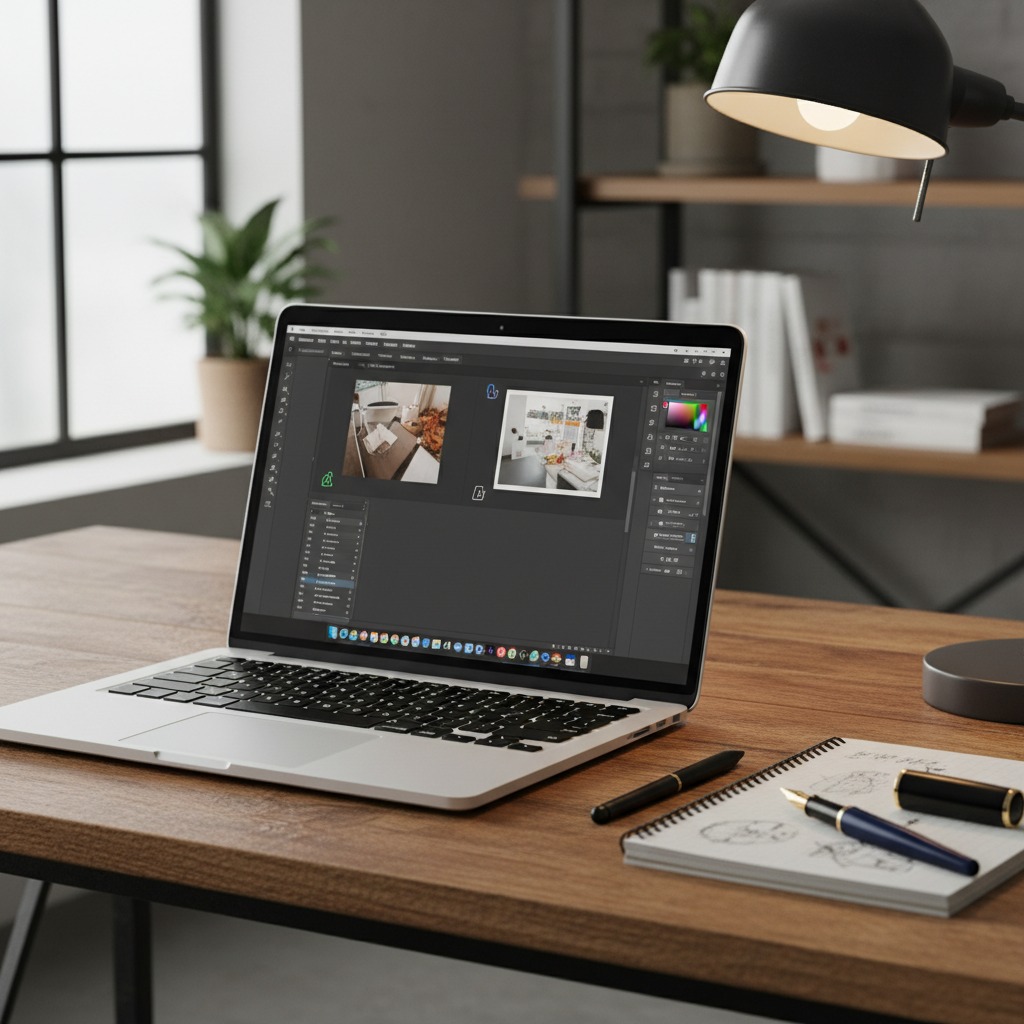Laptop, Stift, Adobe Programme
